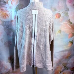 Free People Arctic Fox Cream Mock Neck Zip Back Chunky Knit Sweater